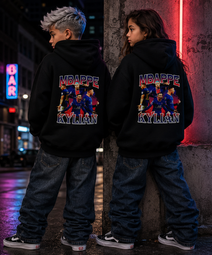 Kylian Mbappé PSG Era Collage Kids Fan Hoodie
