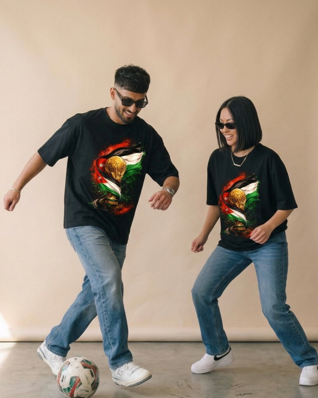 Jordan World Cup Trophy & Flag Fire Unisex Fan T-Shirt