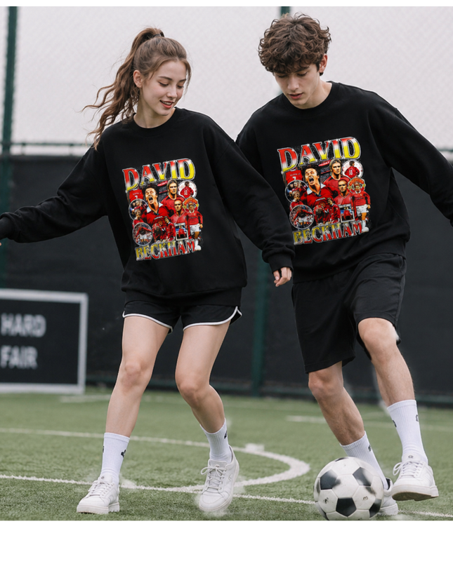 David Beckham Manchester United Retro Collage Unisex Fan Crewneck