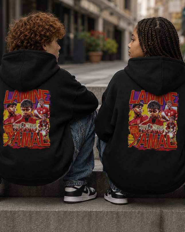 Lamine Yamal #19 Spain Euro Champion Collage Kids Fan Hoodie
