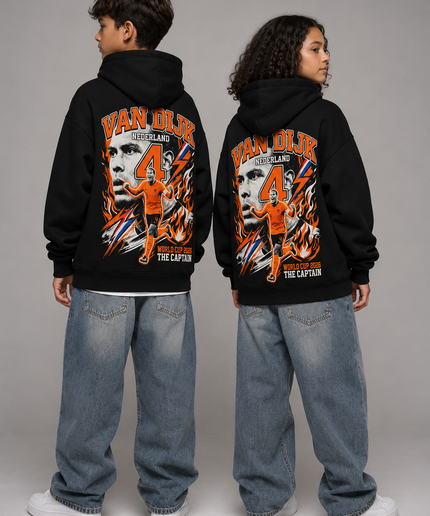 Virgil Van Dijk #4 Nederland The Captain Fire Kids Fan Hoodie