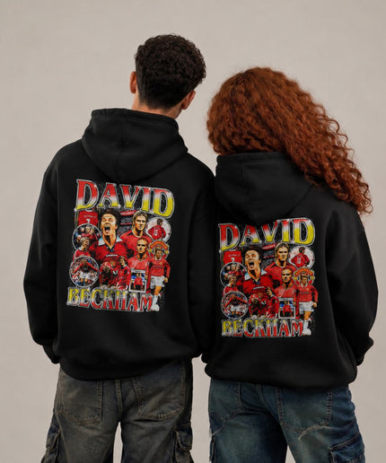 Sweat à capuche pour adulte David Beckham Manchester United Vintage Bold Arch – Édition fan