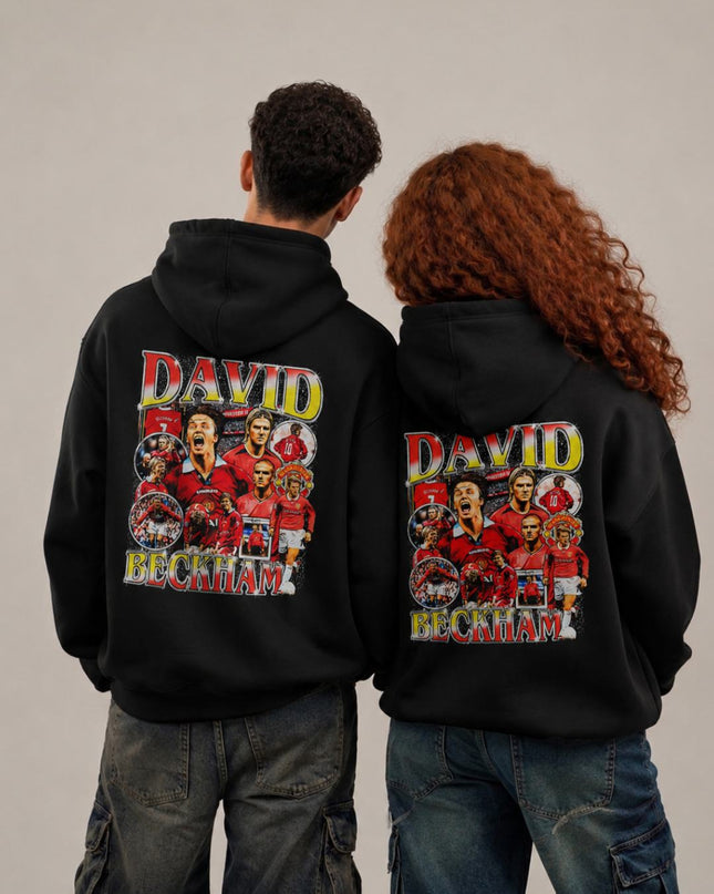 David Beckham Manchester United Vintage Bold Arch Adult Fan Hoodie