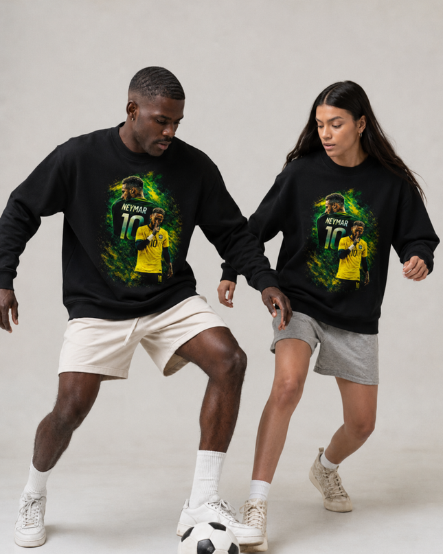 Neymar Jr Brazil Green Gold Smoke Shhh Celebration Unisex Fan Crewneck
