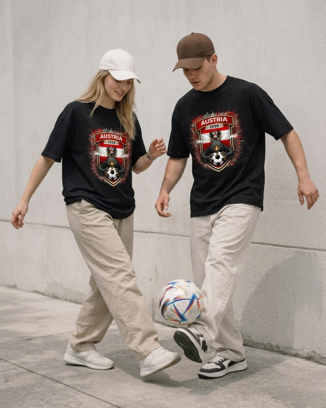 T-shirt fan unisexe de football Autriche 2026 avec écusson Eagle Crest