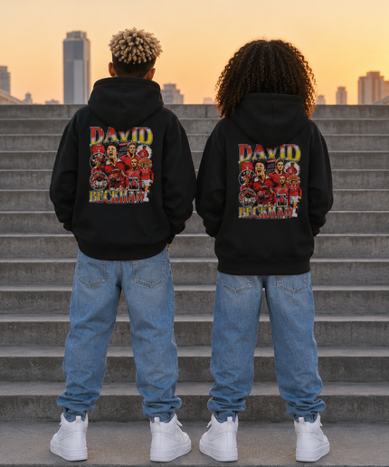 David Beckham Manchester United Sweat à capuche pour enfant, style vintage, rétro, non officiel