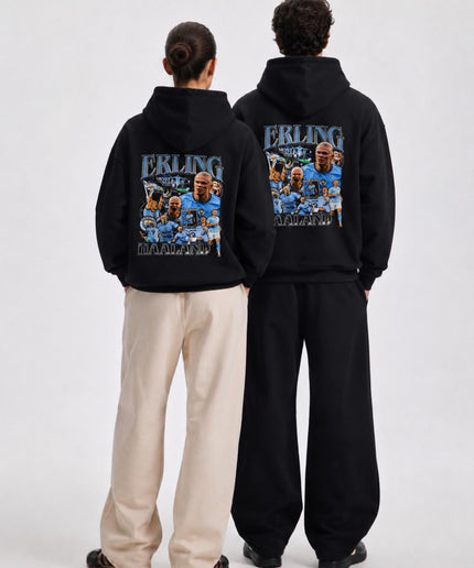 Erling Haaland Manchester City Vintage Bootleg Collage Unisex Fan Hoodie