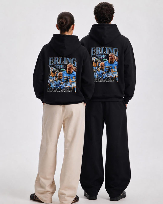 Hoodie unisexe de fan Erling Haaland Manchester City Vintage Bootleg Collage
