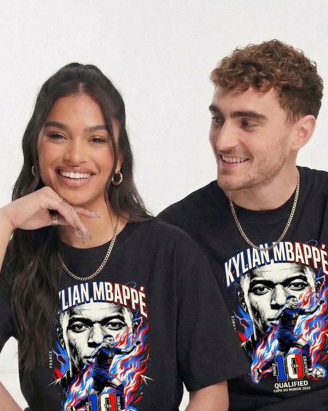 T-shirt unisexe Kylian Mbappé #10 France Coupe du Monde 2026 Qualifiée pour les fans