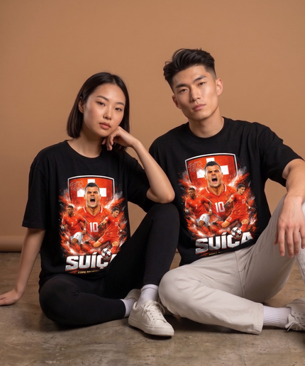 Switzerland Suíça Squad Fire Copa do Mundo 2026 Unisex Fan T-Shirt