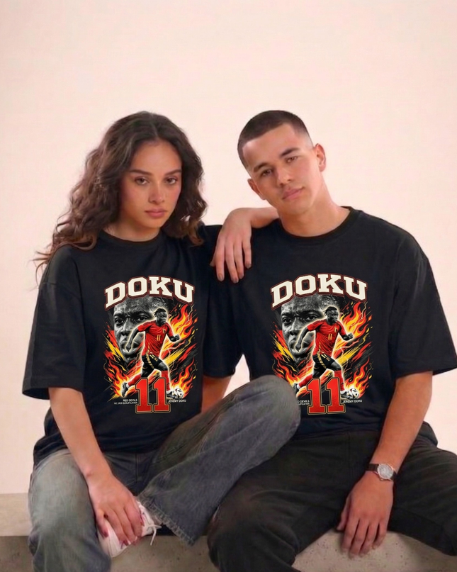 Jérémy Doku #11 – Diables Rouges Belgique Coupe du Monde 2026 Qualifiée T-shirt unisexe pour les fans
