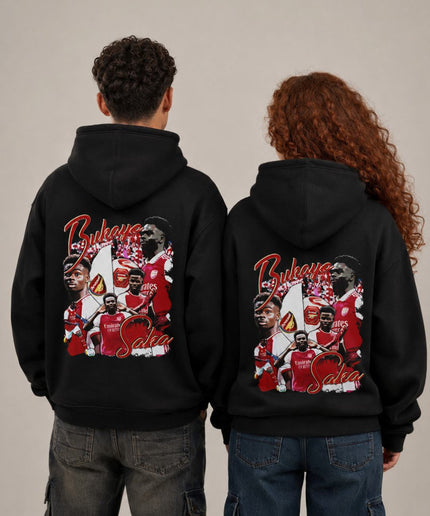 Bukayo Saka Arsenal Vintage Bootleg Collage Unisex Fan Hoodie
