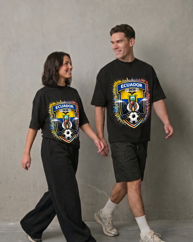 T-shirt Unisexe Fan Coupe du Monde de Football 2026 Édition Équateur Condor Shield