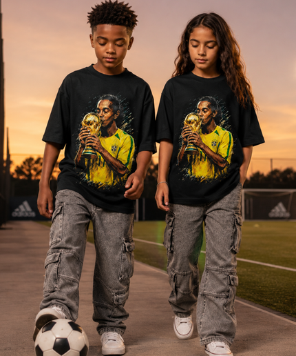 Ronaldinho World Cup Trophy Kiss Kids Fan T-Shirt
