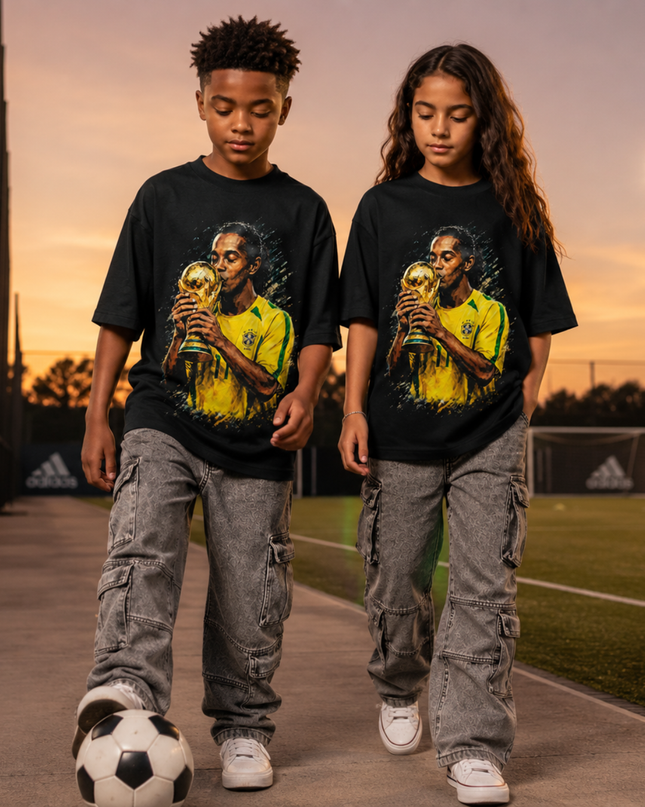Ronaldinho World Cup Trophy Kiss Kids Fan T-Shirt