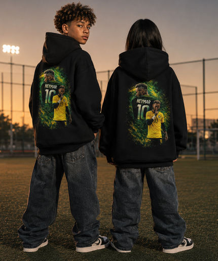 Neymar Jr Brésil #10 Célébration Silence Enfants Fan Sweat à Capuche