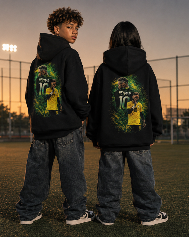Neymar Jr Brazil #10 Celebration Silence Kids Fan Hoodie