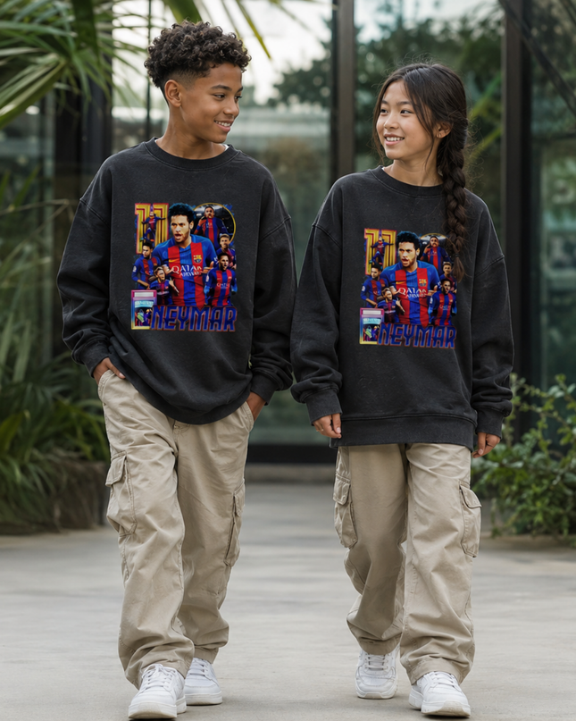 Neymar Jr Barcelona #11 Vintage Rap Bootleg Multi-Pose Kids Fan Crewneck