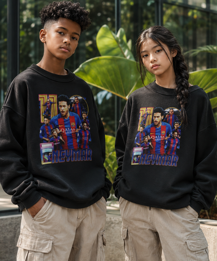 Neymar Jr Barcelona #11 Vintage Rap Bootleg Multi-Pose Kids Fan Crewneck