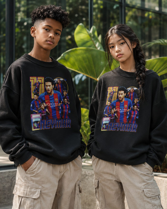 Neymar Jr Barcelona #11 Vintage Rap Bootleg Multi-Pose Kids Fan Crewneck