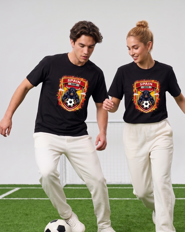 T-shirt unisexe fan Espagne 2026 Blason Taureau