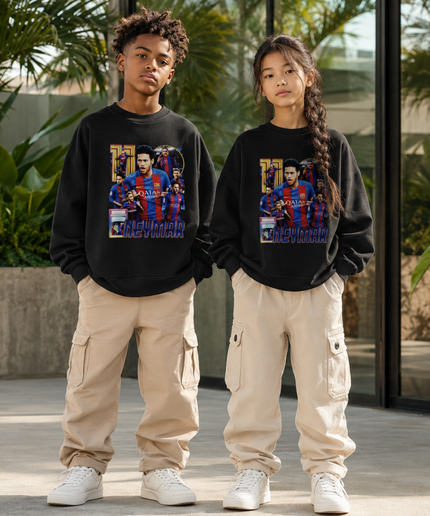 Neymar Jr Barcelona #11 Vintage Rap Bootleg Multi-Pose Kids Fan Crewneck