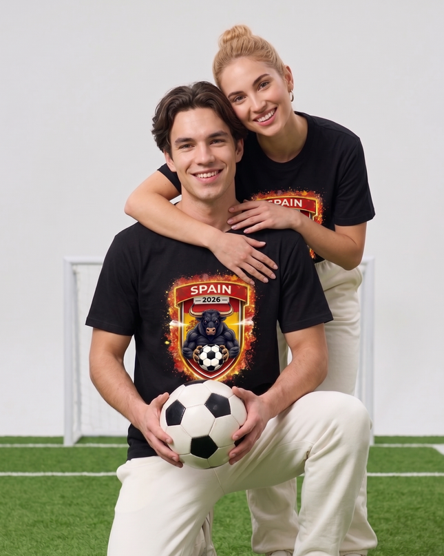T-shirt unisexe fan Espagne 2026 Blason Taureau