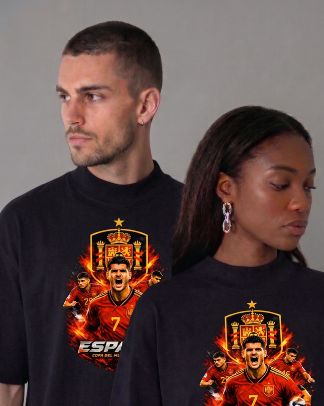 T-shirt unisexe Alvaro Morata #7 Espagne Coupe du Monde 2026 pour fans