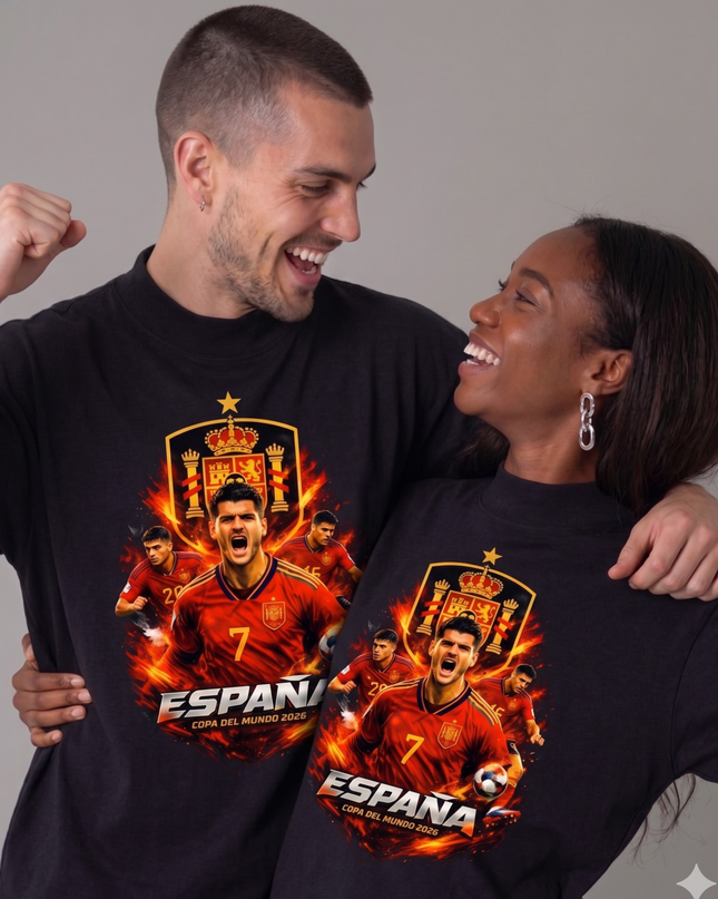 T-shirt unisexe Alvaro Morata #7 Espagne Coupe du Monde 2026 pour fans