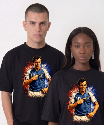 Michel Platini #10 France Tricolore Badge Portrait Unisex Fan T-Shirt