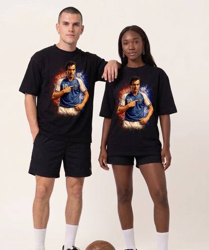 Michel Platini #10 France Tricolore Badge Portrait Unisex Fan T-Shirt