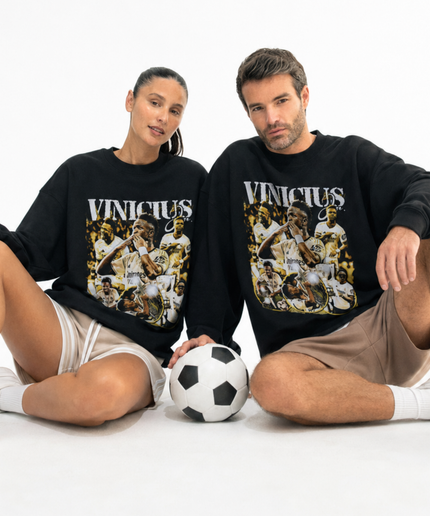 Vinícius Jr. Real Madrid Retro Collage Unisexe Col Rond pour Fans