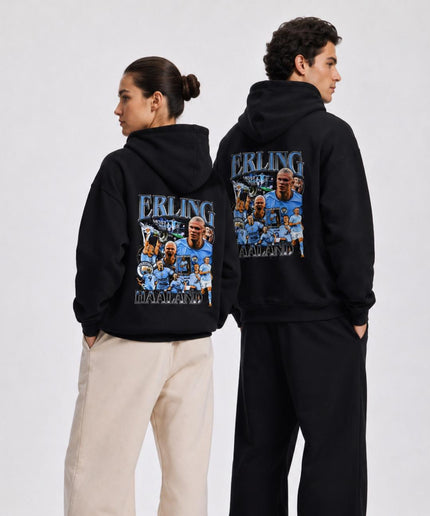 Erling Haaland Manchester City Vintage Bootleg Collage Unisex Fan Hoodie