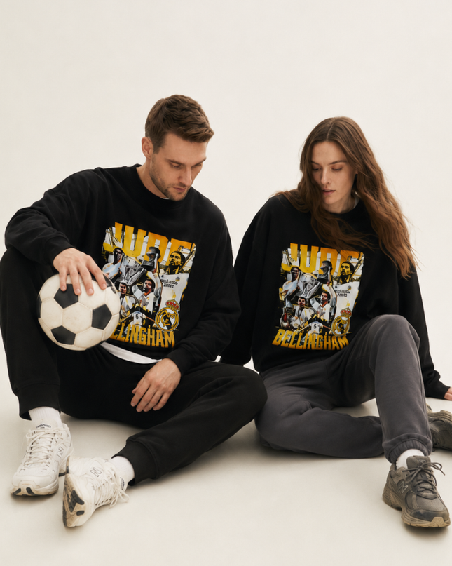 Pull ras du cou unisexe rétro doré fan Jude Bellingham Real Madrid contrefait