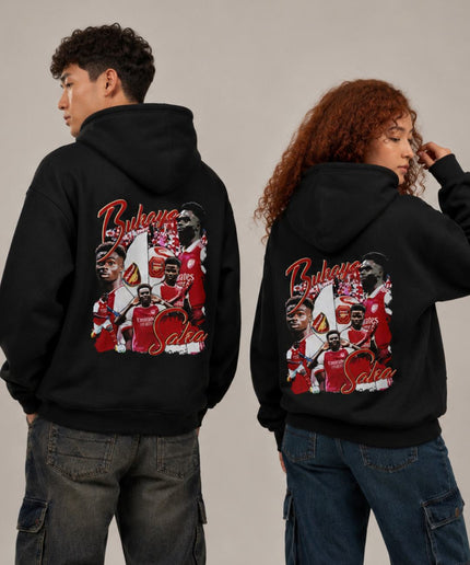 Bukayo Saka Arsenal Vintage Bootleg Collage Unisex Fan Hoodie