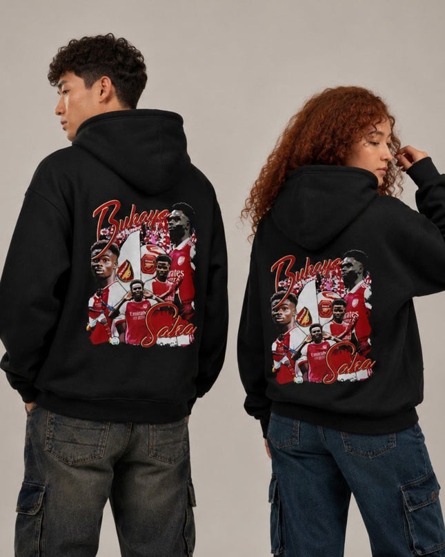 Sweat à capuche unisexe pour fans Bukayo Saka Arsenal, collection vintage "Bootleg Collage"