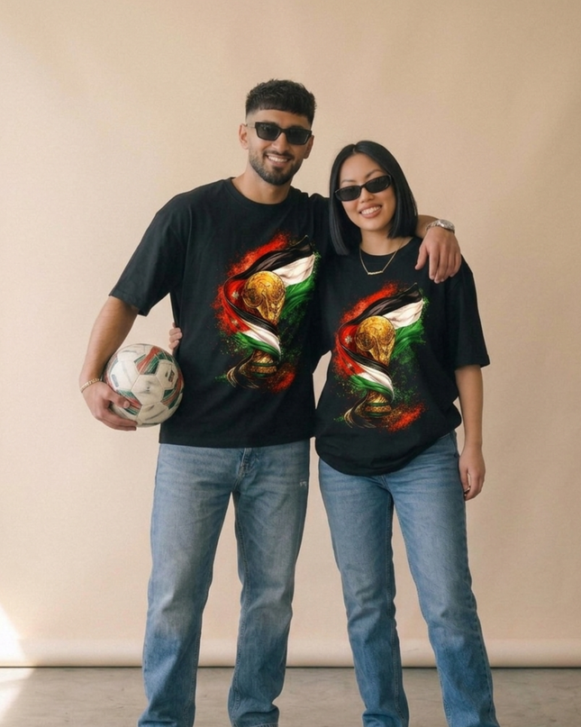Jordan World Cup Trophy & Flag Fire Unisex Fan T-Shirt