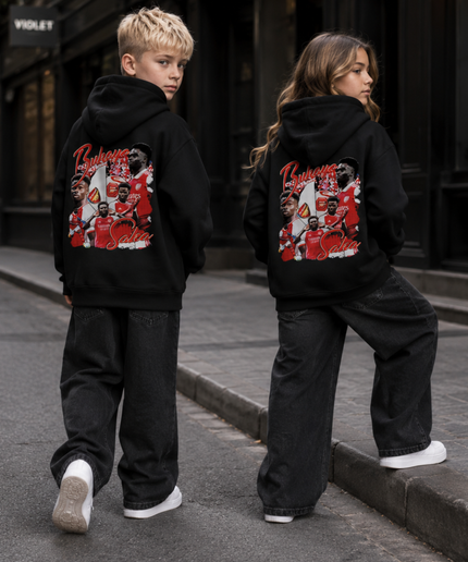 Bukayo Saka Arsenal Script Signature Collage Kids Fan Hoodie