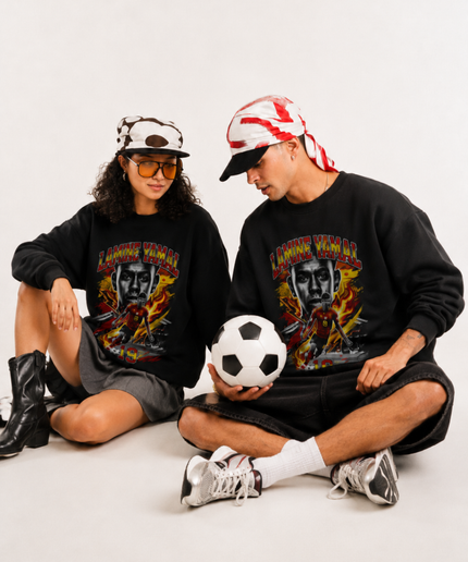 Lamine Yamal Spain Fire Bootleg Retro Collage Unisex Fan Crewneck