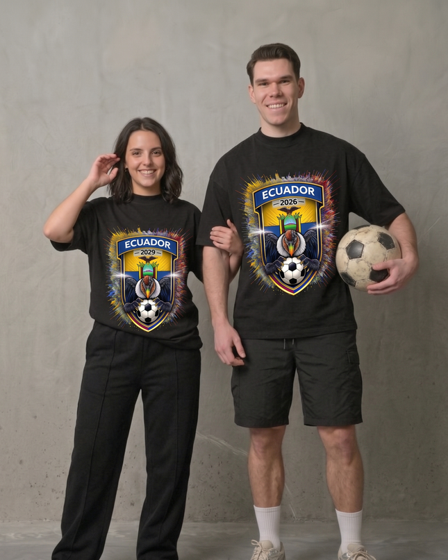T-shirt Unisexe Fan Coupe du Monde de Football 2026 Édition Équateur Condor Shield