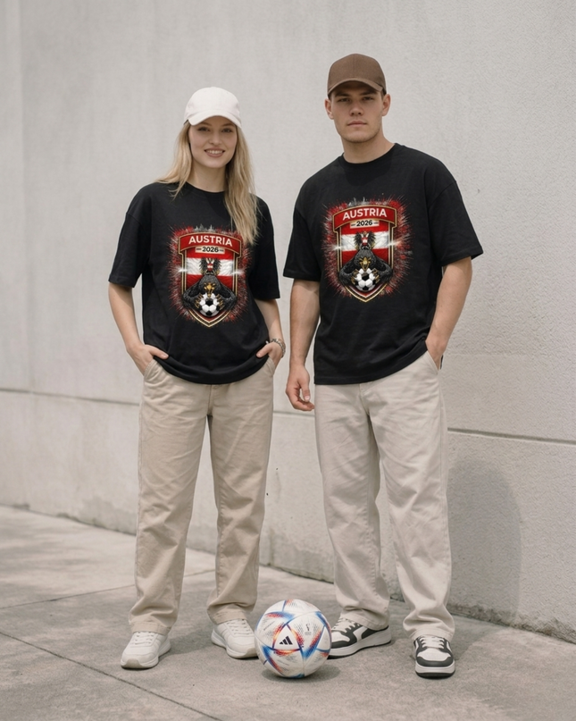 T-shirt fan unisexe de football Autriche 2026 avec écusson Eagle Crest