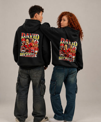 Sweat à capuche pour adulte David Beckham Manchester United Vintage Bold Arch – Édition fan