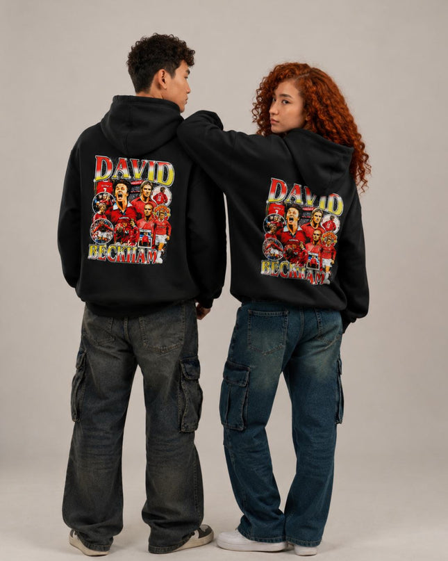 David Beckham Manchester United Vintage Bold Arch Adult Fan Hoodie