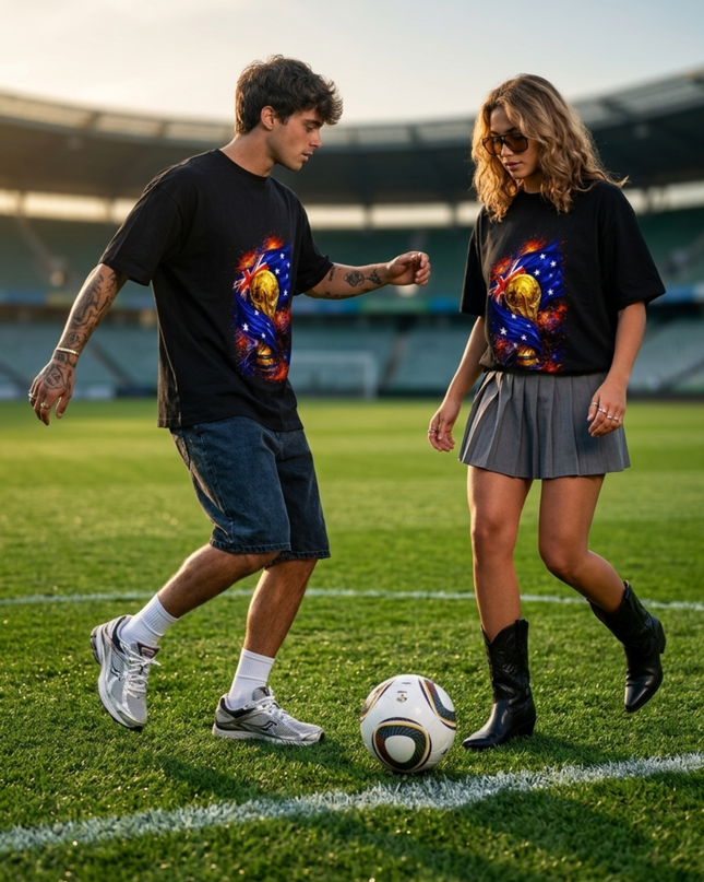 T-shirt de supporter unisexe avec le drapeau de la coupe du monde de football australienne