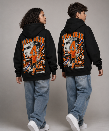 Virgil Van Dijk #4 Nederland The Captain Fire Kids Fan Hoodie
