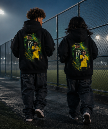 Neymar Jr Brésil #10 Célébration Silence Enfants Fan Sweat à Capuche