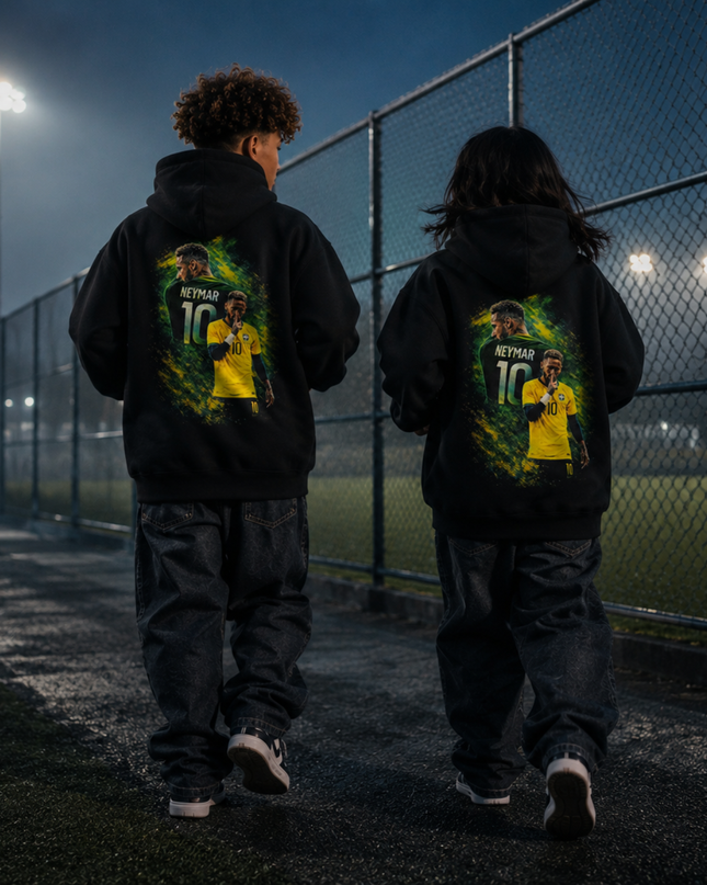 Neymar Jr Brazil #10 Celebration Silence Kids Fan Hoodie