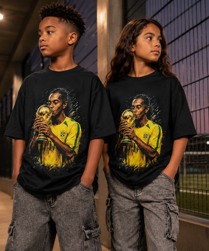 Ronaldinho World Cup Trophy Kiss Kids Fan T-Shirt