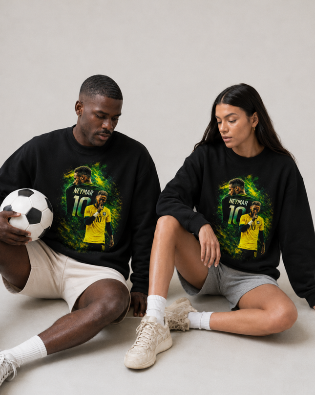 Neymar Jr Brazil Green Gold Smoke Shhh Celebration Unisex Fan Crewneck