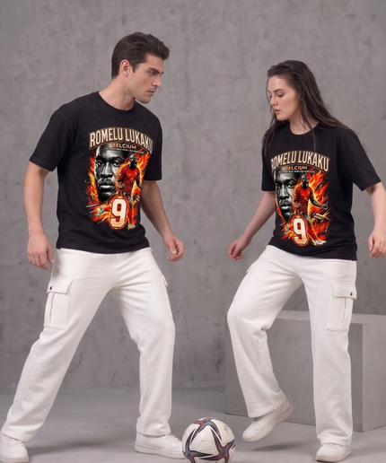 T-shirt Unisexe Romelu Lukaku #9 Diables Rouges Belgique Qualifié Coupe du Monde 2026